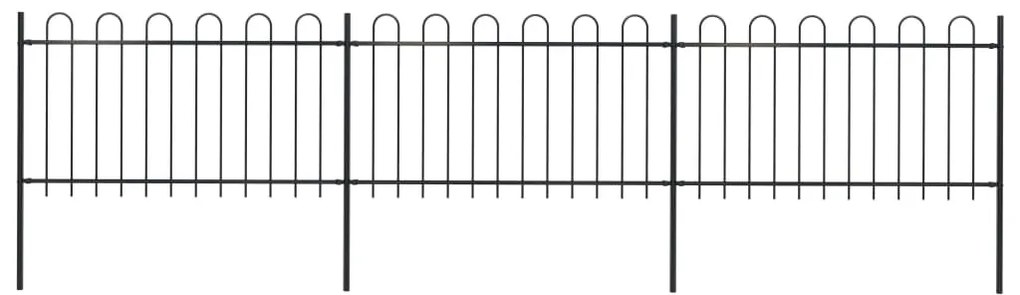 Recinzione Giardino Con Punta Tonda İn Acciaio 5,1x1 M Nera /