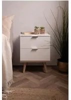 Coppia di Comodini in finitura bianco con piedi in legno, ZFRGOT60