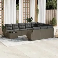 Set Divani da Giardino 11 pz con Cuscini in Polyrattan Grigio 3254269