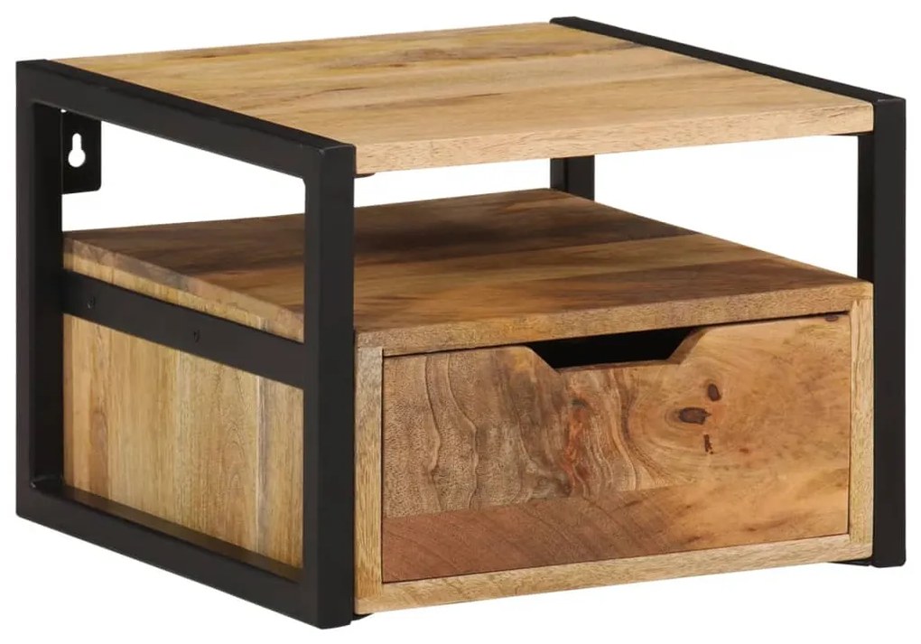 Comodino A Parete 35x35x25 Cm İn Legno Massello Di Acacia /