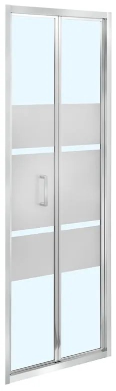Porta doccia pieghevole, L 78-82 cm x H 190 cm x SP 6 mm, profilo cromo, vetro serigrafato