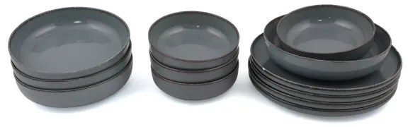 Set da tavola 12 pezzi grigio/porcellana