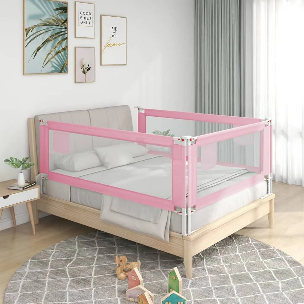 Sponda Letto Di Sicurezza Per Bambini Rosa 150x25 Cm Tessuto /