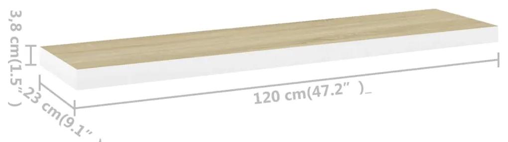 Scaffali a Parete 2 pz Rovere e Bianco 120x23,5x3,8 cm in MDF