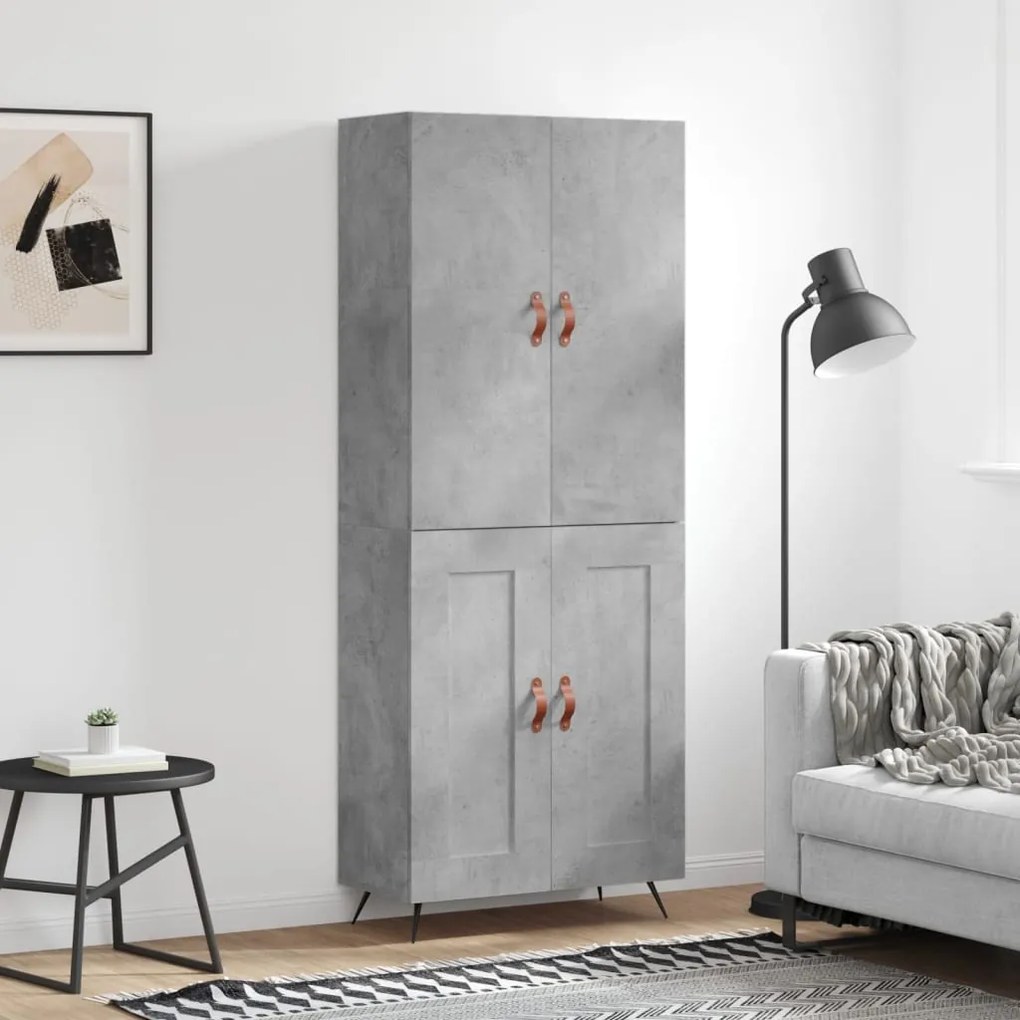 Credenza Grigio Cemento 69,5x34x180 Cm İn Legno Multistrato /