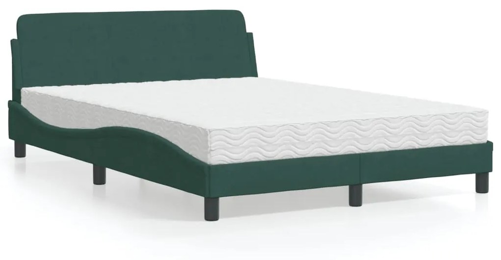 Letto Con Materasso Verde Scuro 140x200 Cm İn Velluto /
