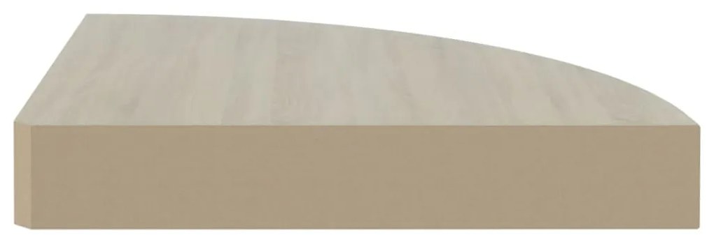 Mensole angolari 4pz rovere e bianco 25x25x3,8 cm in mdf
