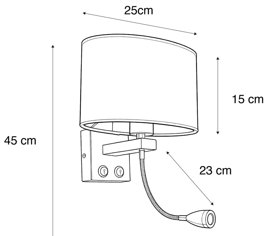 Lampada da parete in ottone con paralume ovale in lino bianco 25 cm - Brescia Combi