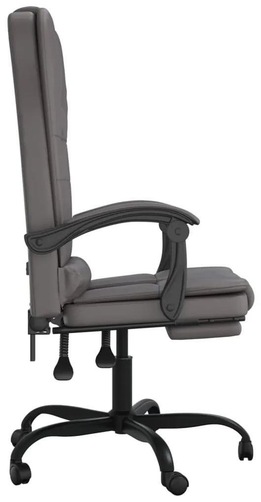 Poltrona da ufficio massaggiante reclinabile grigio similpelle