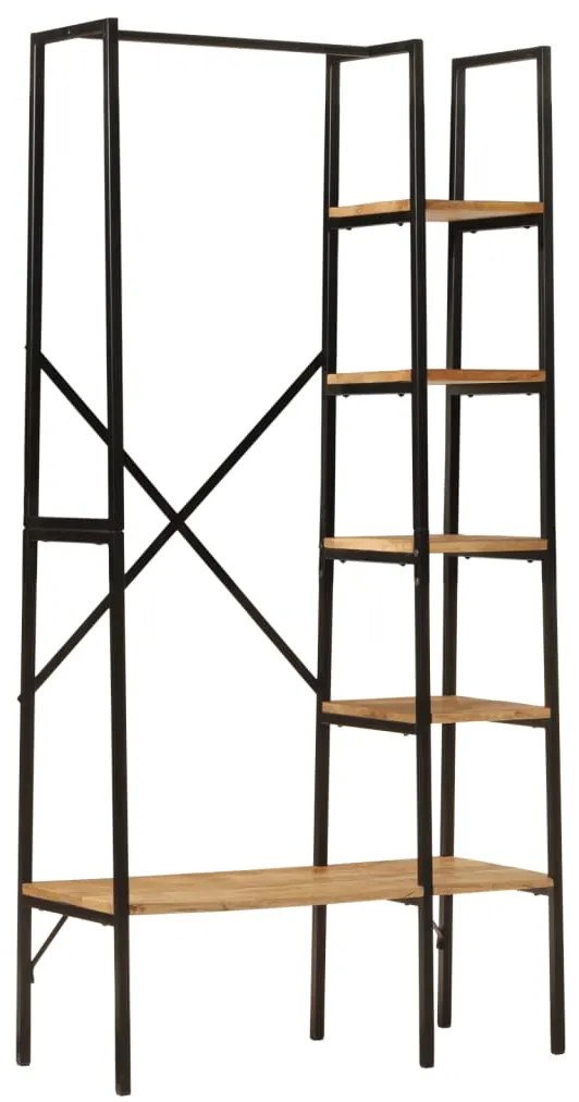 Appendiabiti Con Ripiani 90x40x190cm Legno Massello Mango Ferro /