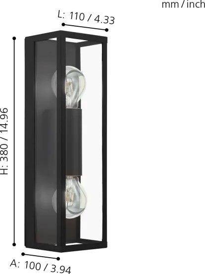 Eglo 99124 - Applique da bagno AMEZOLA 2xE27/60W/230V IP44