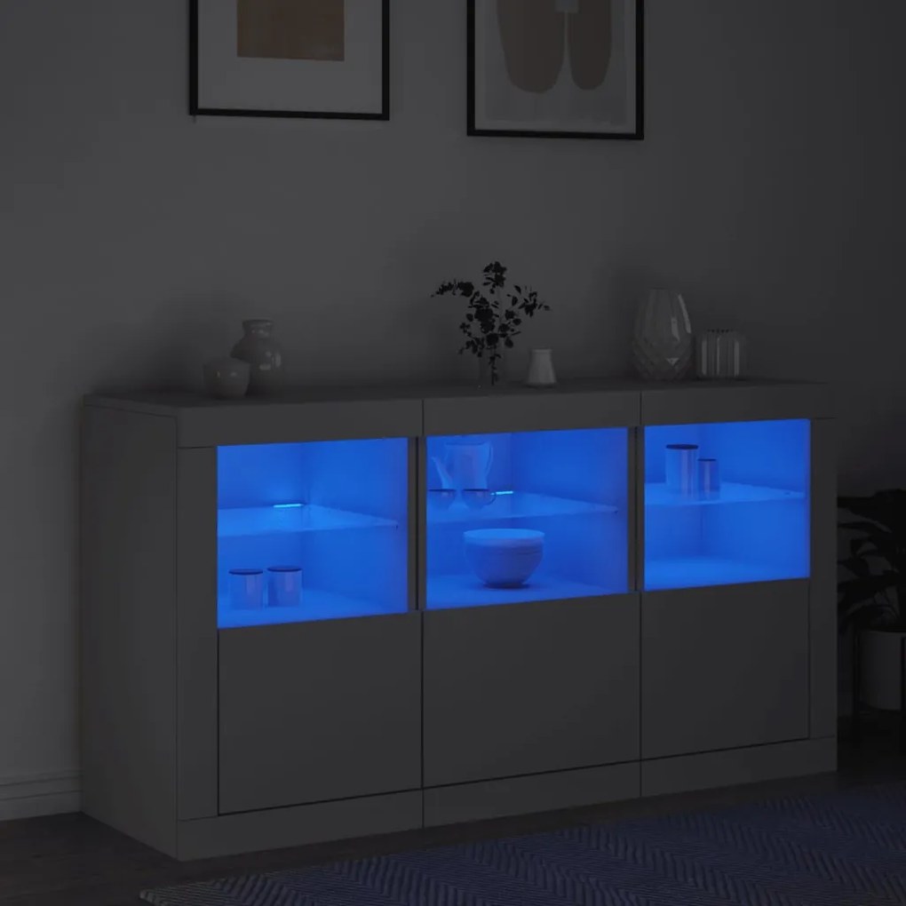 Credenza con luci led bianca 123x37x67 cm