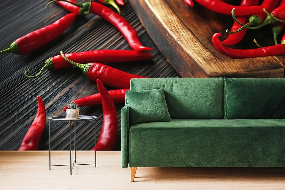 Carta da parati – Tavola con peperoncini