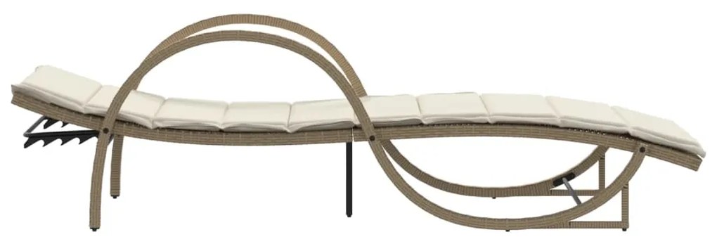 Lettino prendisole con cuscini beige 60x199x42 cm polyrattan