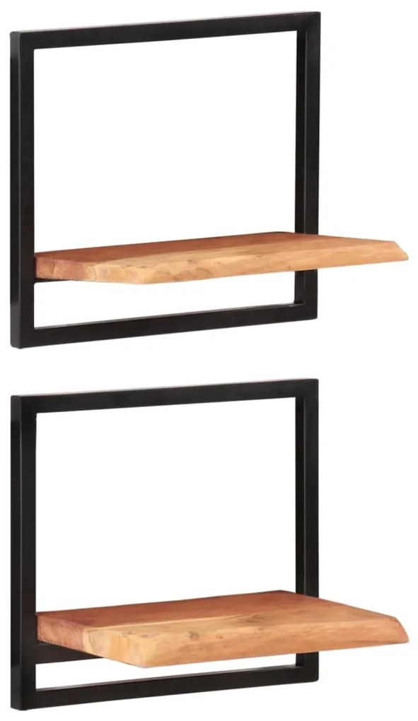 Mensole Parete 2 Pz 40x24x35 Cm Legno Massello Acacia E Acciaio /