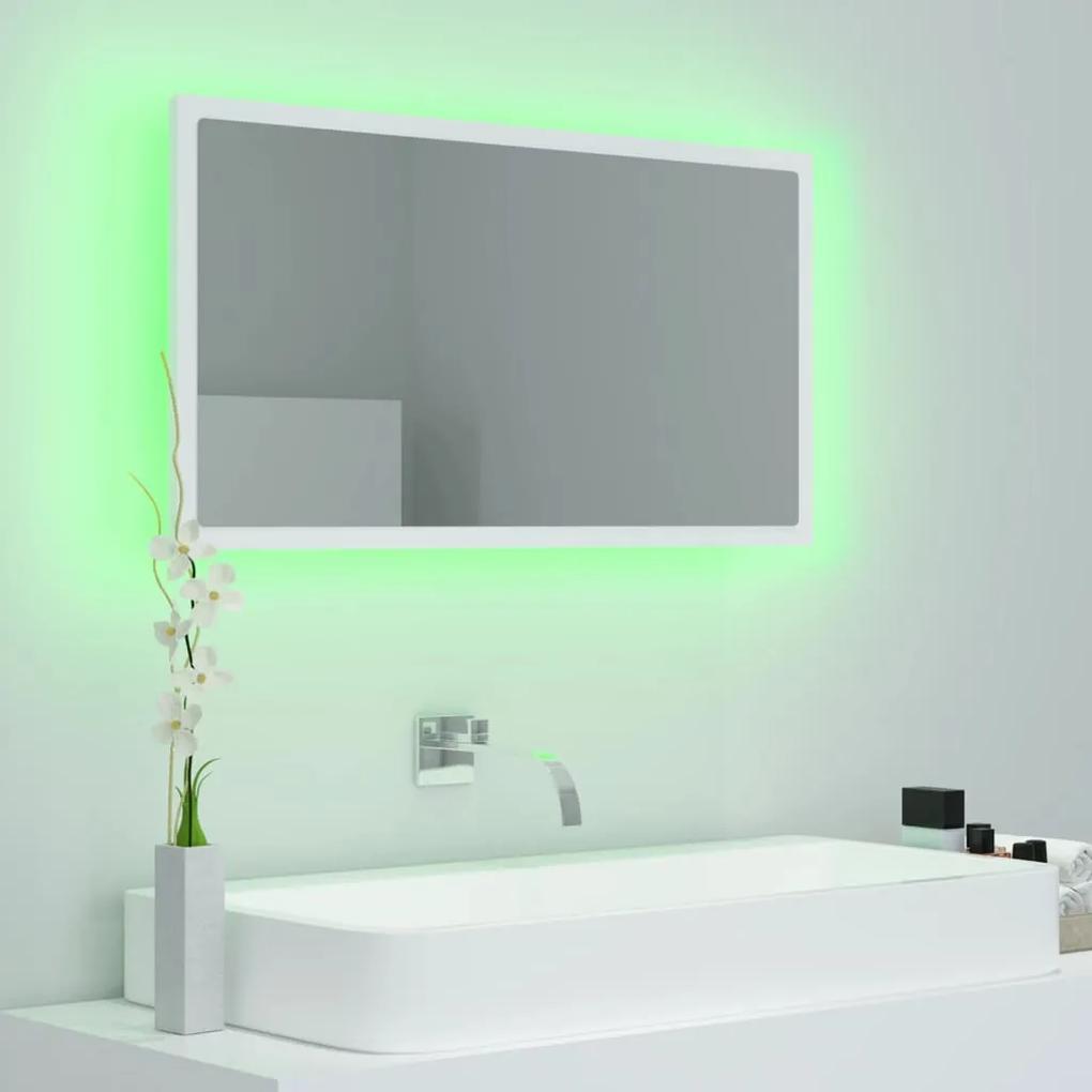 Specchio da bagno con led bianco 80x8,5x37 cm in acrilico