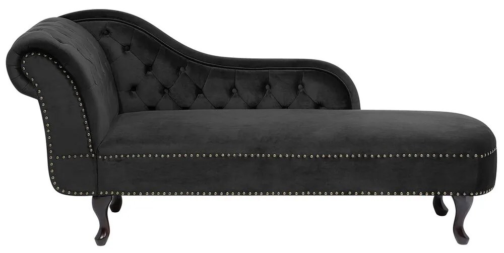 Chaise longue sinistra in velluto nero NIMES Beliani