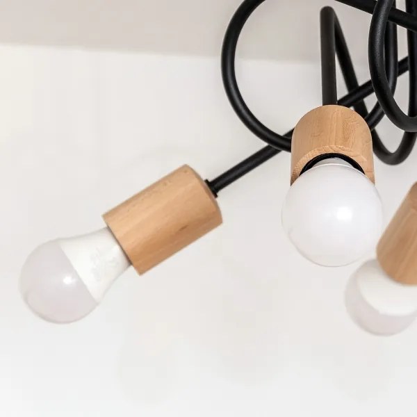 Lampadario a plafone OXFORD 5xE27/15W/230V, finitura pino/nero