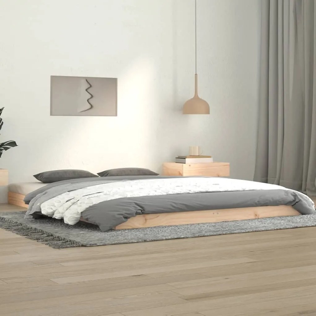 Letto Senza Materasso 140x190 Cm İn Legno Massello Di Pino /