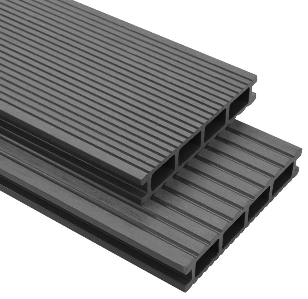 Pavimento Per Esterni İn Wpc Con Accessori 40 M² 2,2 M Grigio /