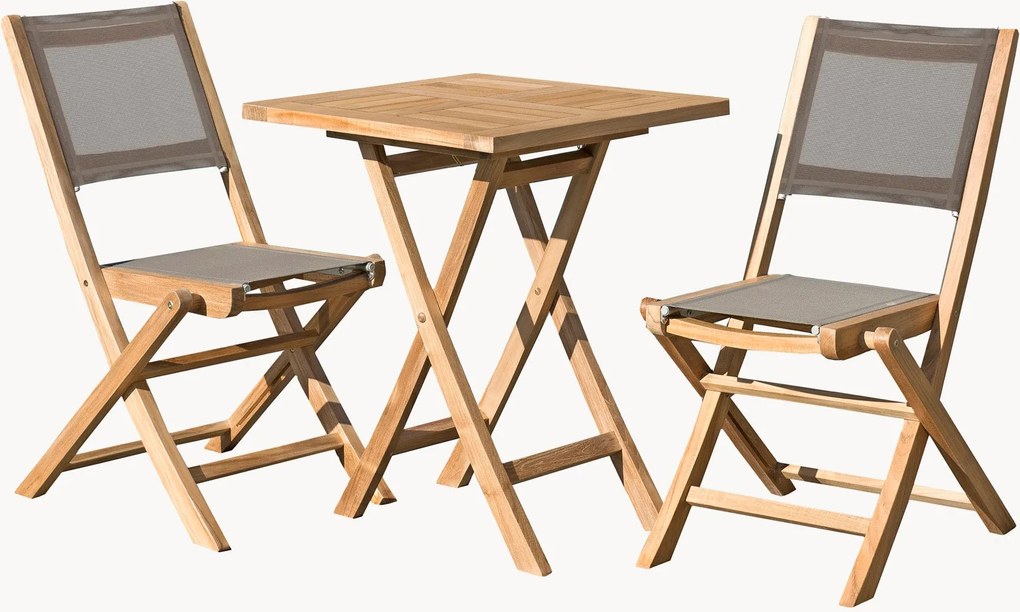 Set da giardino pieghevole in legno di teak Fun, set da 3