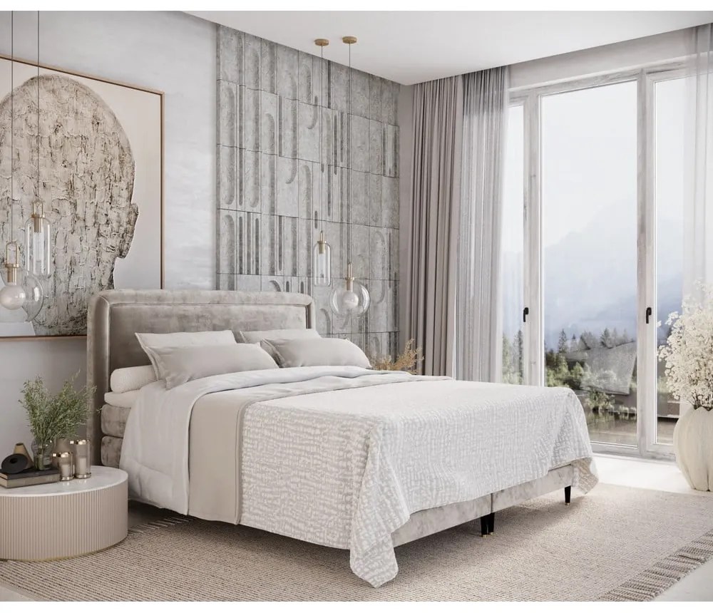 Letto boxspring marrone chiaro 180x200 cm Dove - Maison de Rêve