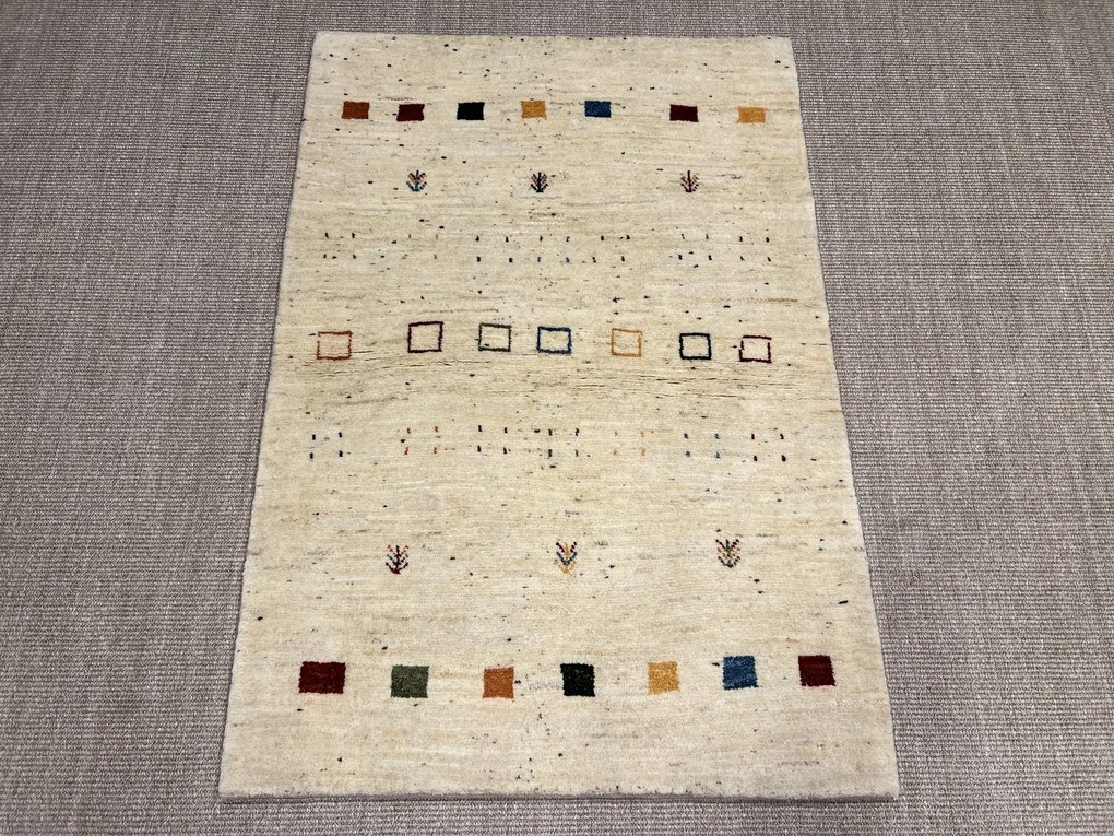 Gabbeh Tappeto 100 x 140 Beige (Iran) Annodato A Mano
