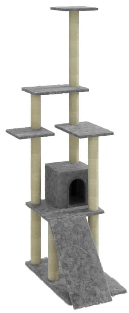 Albero per gatti con tiragraffi in sisal grigio chiaro 155 cm