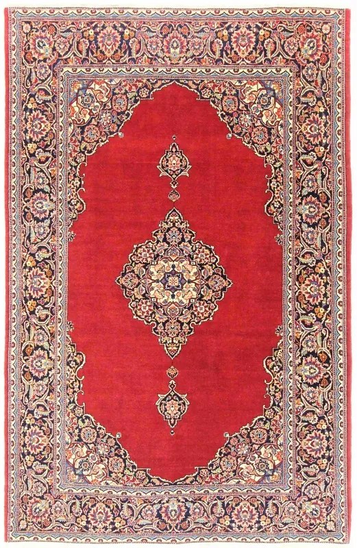 Kashan Tappeto 130x200 Rosso (Iran) Annodato A Mano