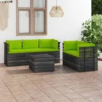 Set Divani da Giardino su Pallet 6 pz con Cuscini Massello Pino 3061898