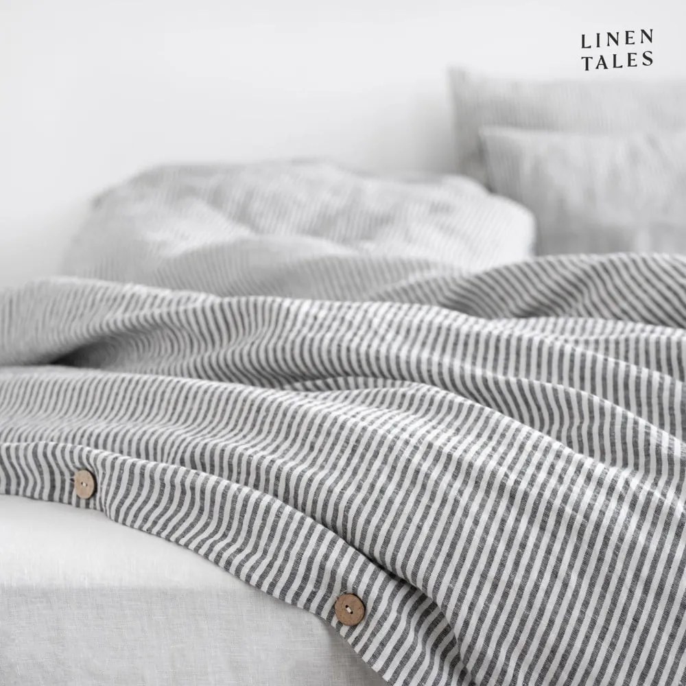 Biancheria da letto in bianco e nero per letto singolo 140x200 cm Thin Black Stripes - Linen Tales