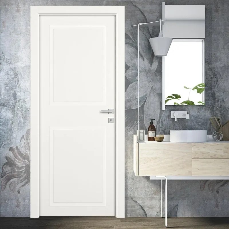 Porta tamburata battente Refine con specchio bianco L 80 x H 210 cm sinistra