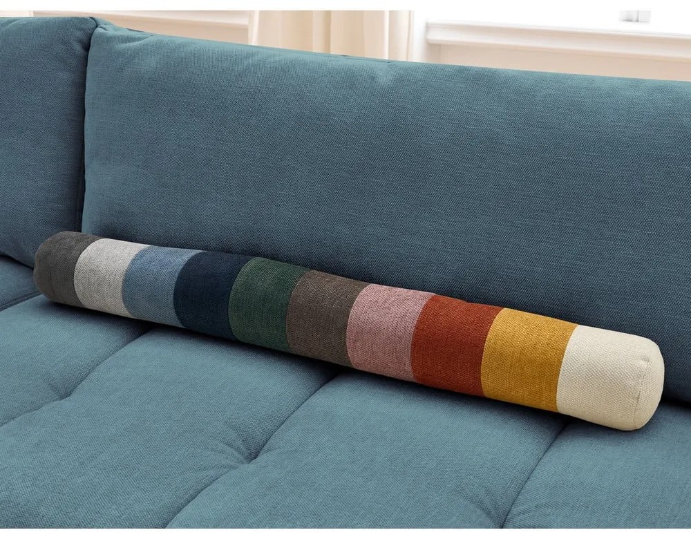 Divano angolare blu allungabile e con contenitore (penisola a sinistra/a L) con rivestimento in ciniglia Fuji – Bobochic Paris