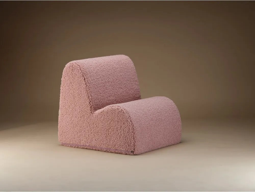 Poltrona per bambini rosa con rivestimento in bouclé Cloud – Wigiwama