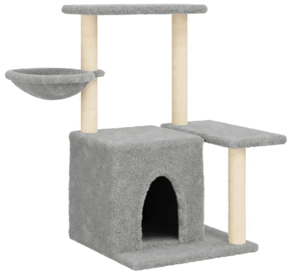 Albero per gatti con tiragraffi in sisal grigio chiaro 83 cm