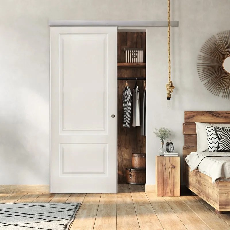 Porta scorrevole Deneb in mdf bianco, L 70 x H 210 cm, con binario Silver Reversibile