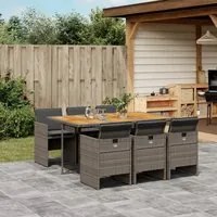 Set da Pranzo da Giardino 7 pz con Cuscini in Polyrattan Grigio 3277681