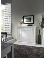 Madia credenza in legno 1 porta 1 cassetto shabby chic bianco l.125 p.57 h.113