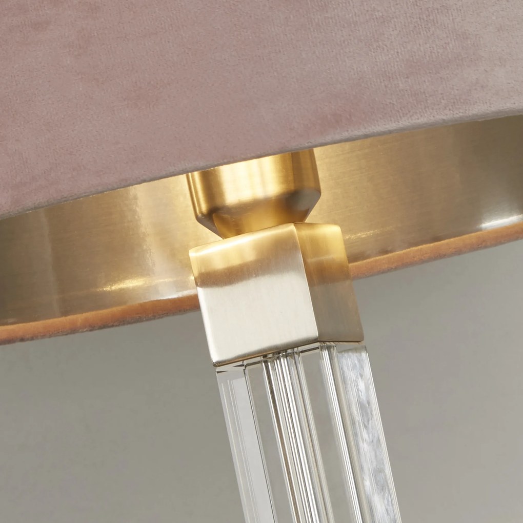 Lampada Da Scrivania Scarborough Acciaio Ottone Velluto Rosa 1 Luce E27