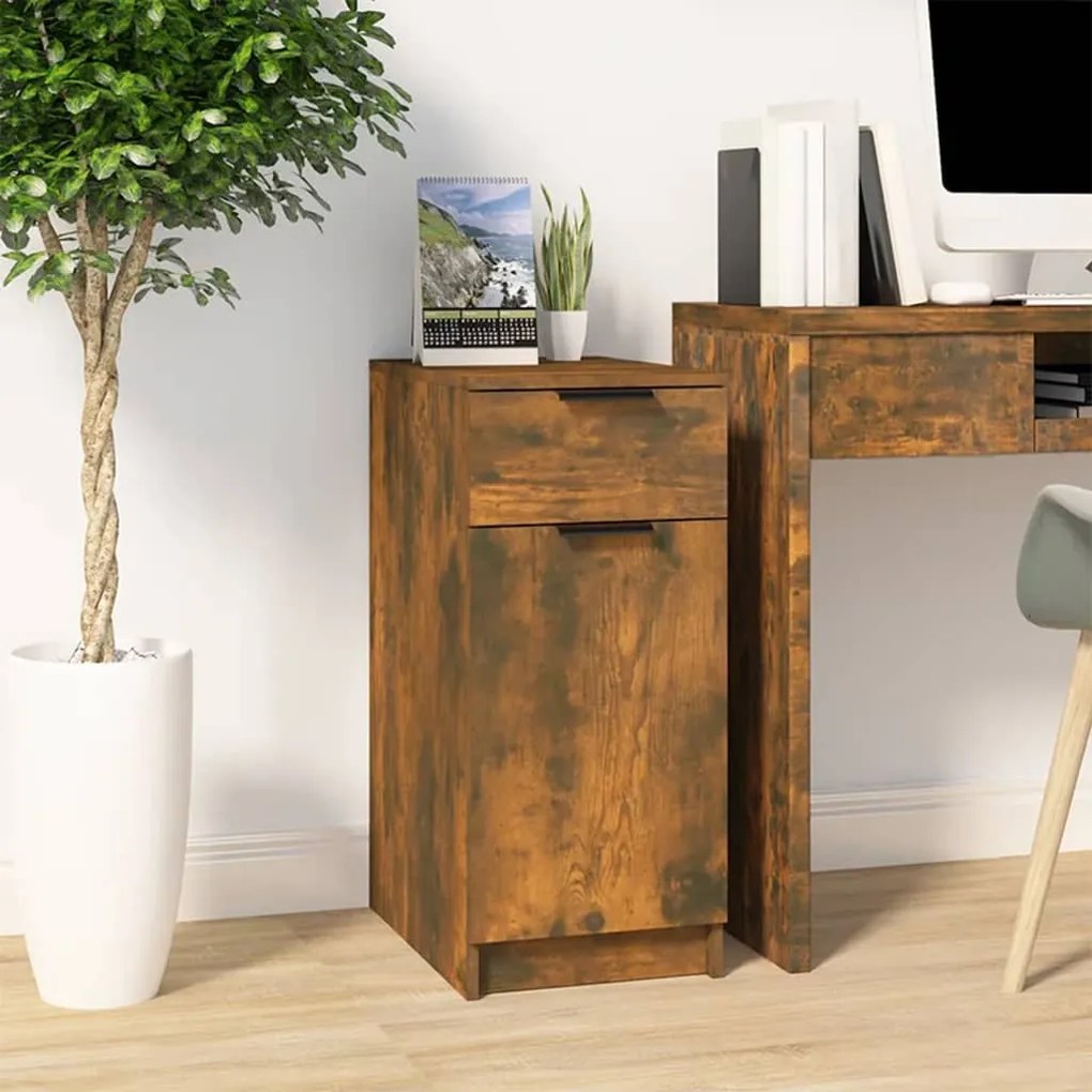 Armadietto scrivania rovere fumo 33,5x50x75cm legno multistrato