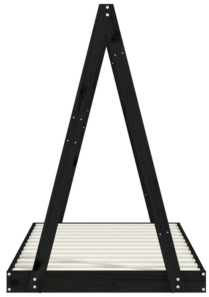 Giroletto per bambini nero 80x160 cm in legno massello di pino