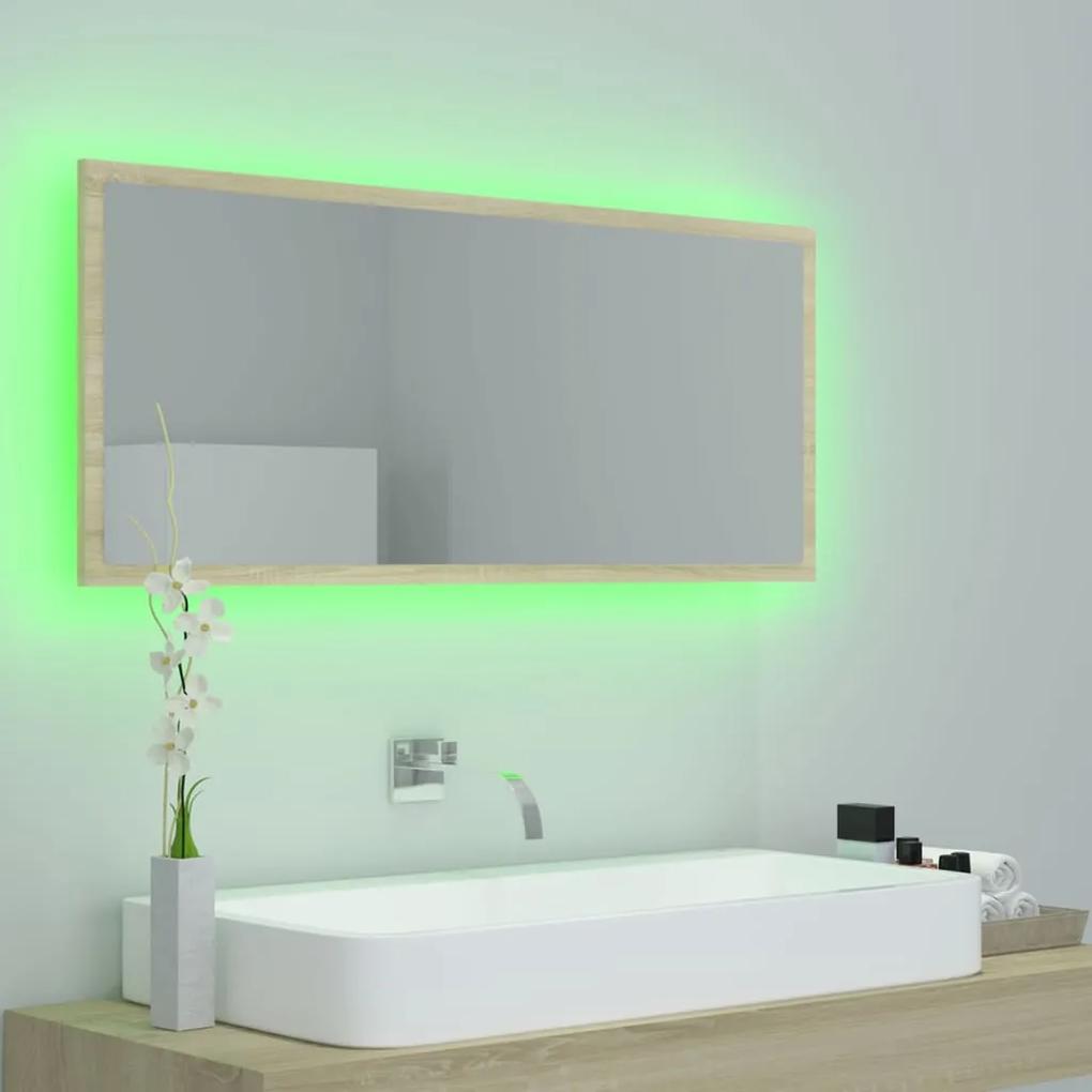Specchio da bagno led rovere sonoma 100x8,5x37 cm in acrilico