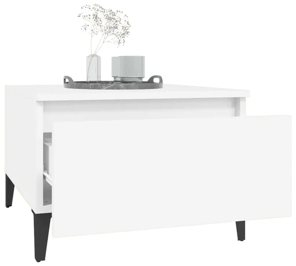 Tavolini bianchi 2pz 50x46x35 cm in legno multistrato