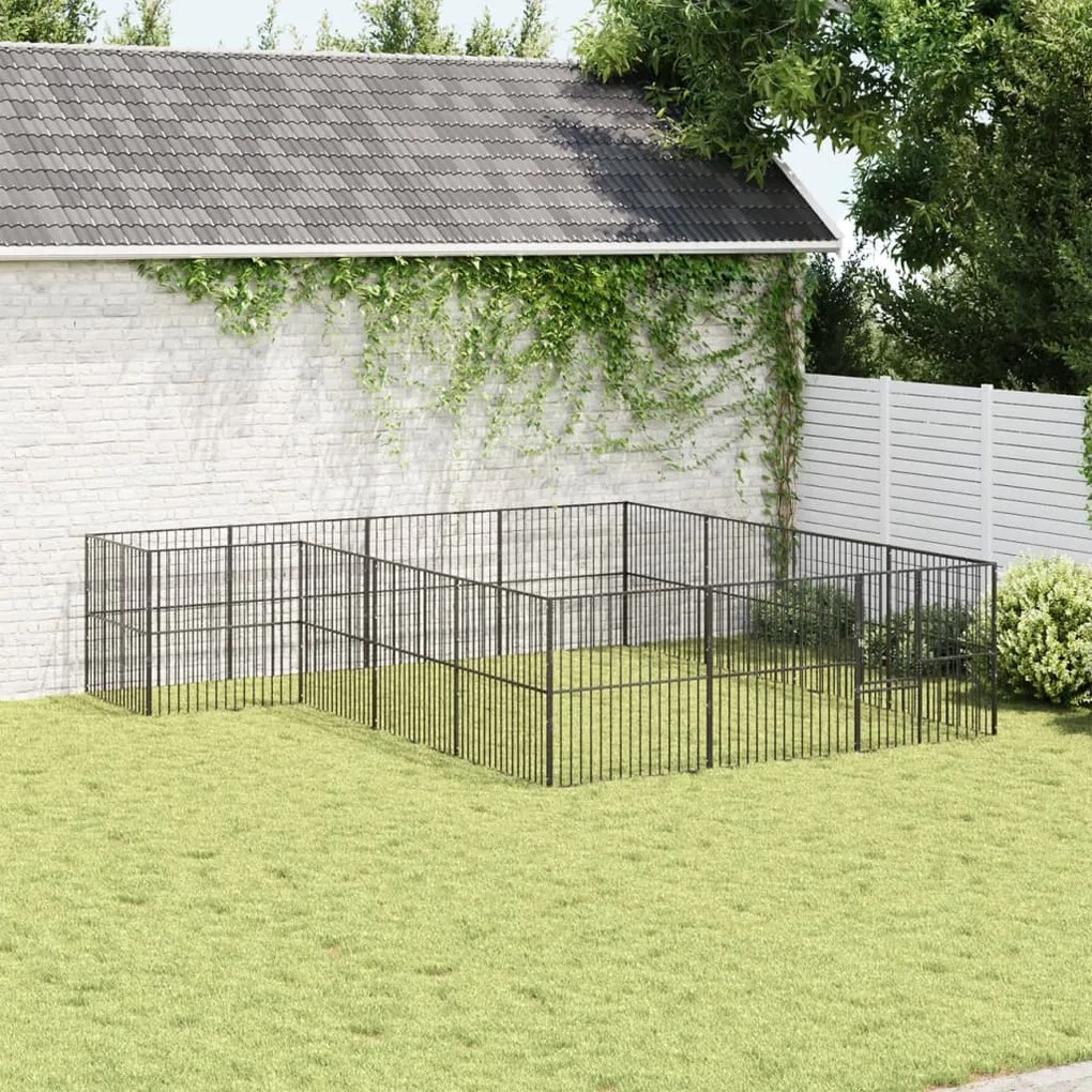 Box per cani 16 pannelli nero acciaio zincato