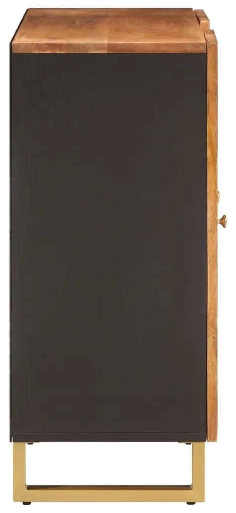 Credenza marrone e nera 90x33,5x75cm in legno massello di mango