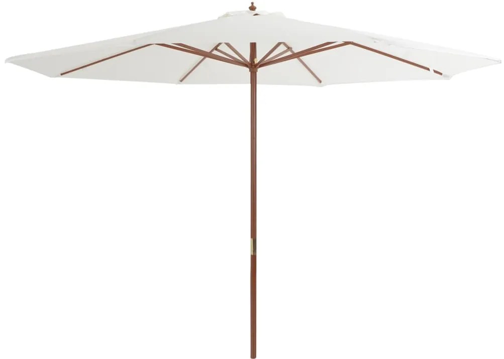 Ombrellone Da Esterni Con Palo İn Legno 350 Cm Bianco Sabbia /