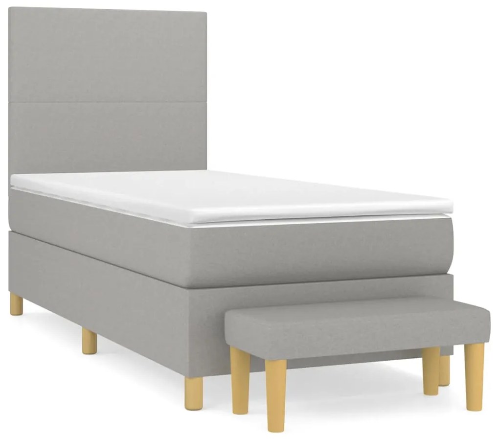 Giroletto a molle con materasso grigio chiaro100x200 cm tessuto
