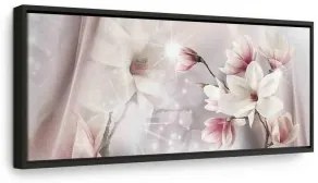 Quadro Magnolia Reflection (1 Part) Narrow In cornice nera di legno 90x30