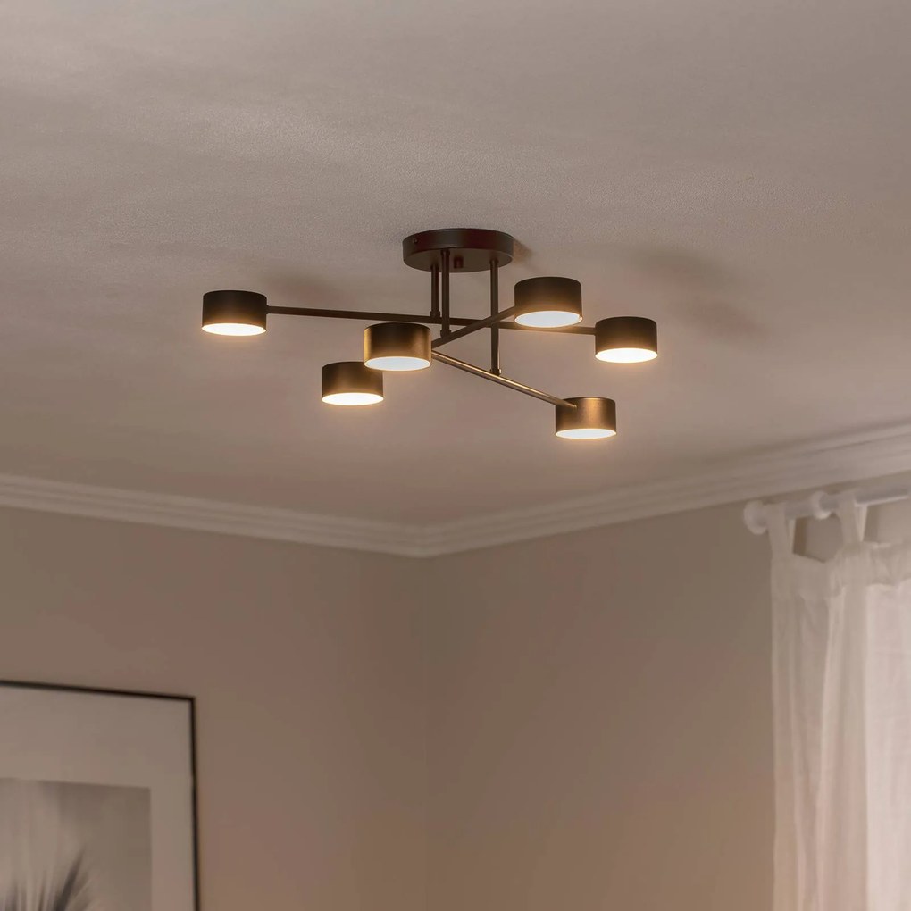 Plafoniera soffitto Modus 6 EMIBIG LIGHTING, dimmerabile, Nero, Soggiorno / Sala da pranzo, Metallo, Moderno, Plafoniera