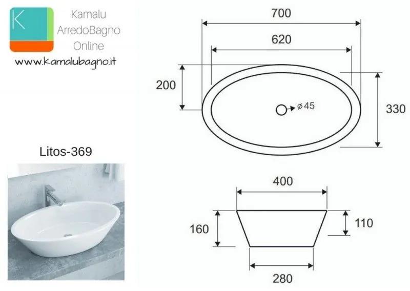 Kamalu - lavabo da appoggio ovale 70cm litos-369